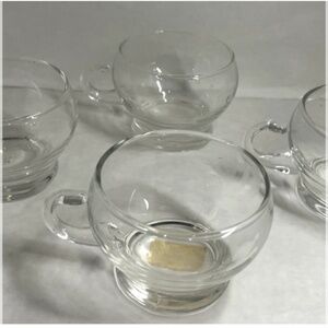 Vintage Simple Modern 4 Clear Glass Open Handle Tea/Coffee/Espresso Hot/Cold Cup